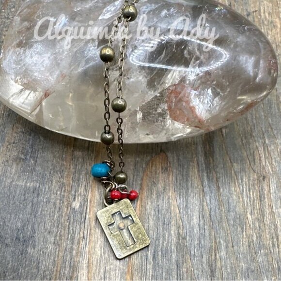 Alquimia Red and blue Necklace with turquoise Bead - Picture 1 of 1